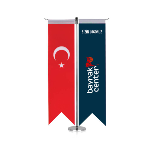 Firmaya Özel T Tipi Masa Bayrağı